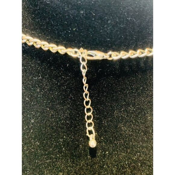 Vintage Off White Floral Imagery Collar Bold Runway Fancy Statement Necklace 26” - Picture 7 of 7